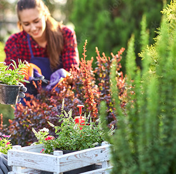 smiling woman in garden